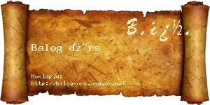 Balog Örs névjegykártya
